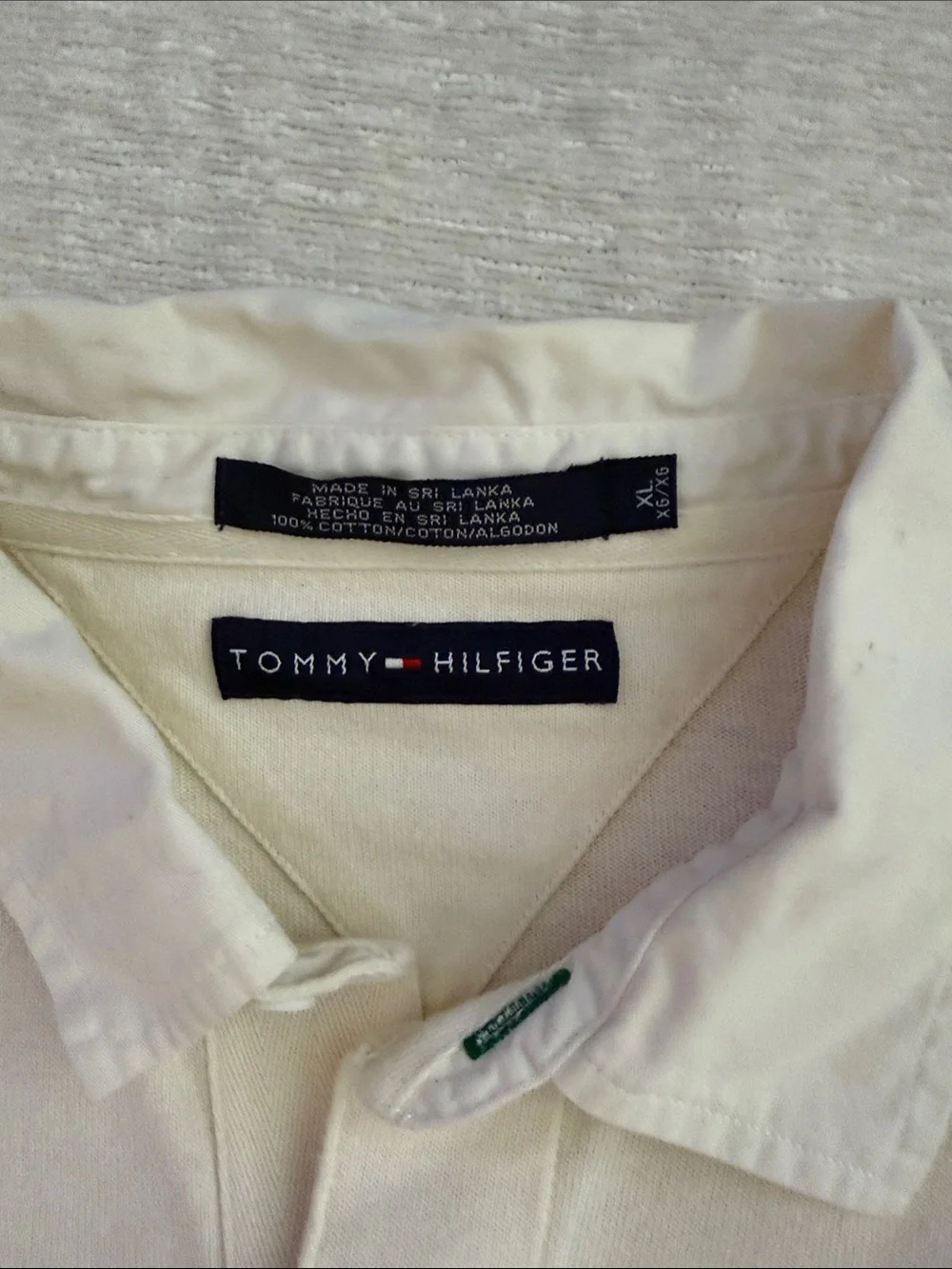 Tommy Hilfiger Cream Rugby Shirt with Red & Navy Hilfiger Stripe